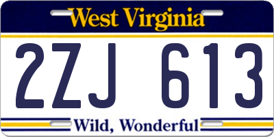 WV license plate 2ZJ613