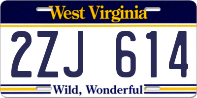 WV license plate 2ZJ614