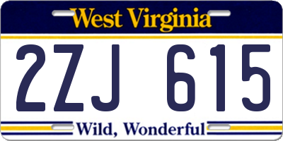 WV license plate 2ZJ615