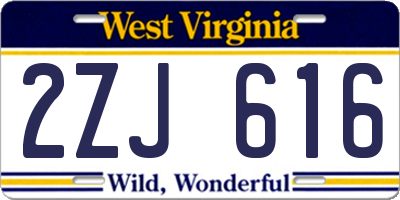WV license plate 2ZJ616