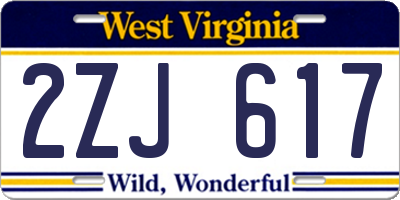 WV license plate 2ZJ617