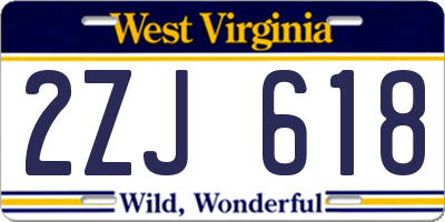 WV license plate 2ZJ618