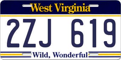 WV license plate 2ZJ619