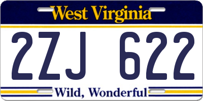 WV license plate 2ZJ622