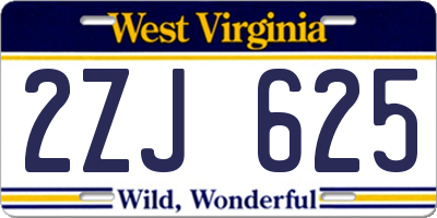 WV license plate 2ZJ625