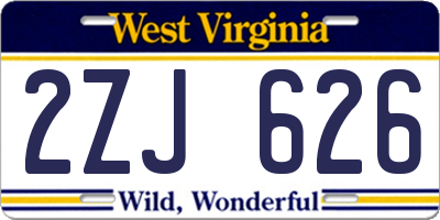 WV license plate 2ZJ626