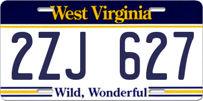 WV license plate 2ZJ627