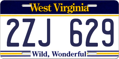 WV license plate 2ZJ629