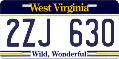WV license plate 2ZJ630