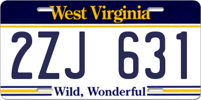 WV license plate 2ZJ631