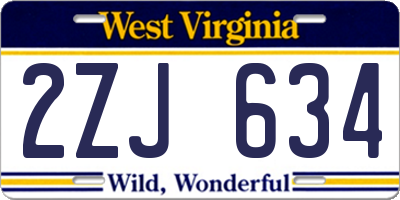 WV license plate 2ZJ634