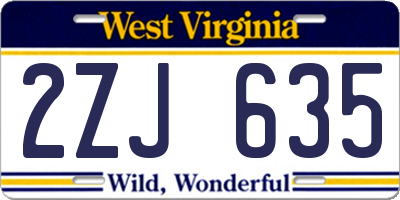 WV license plate 2ZJ635