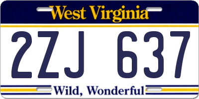 WV license plate 2ZJ637