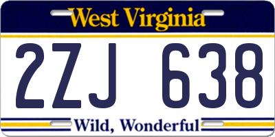 WV license plate 2ZJ638