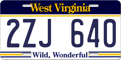 WV license plate 2ZJ640