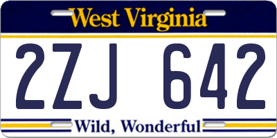 WV license plate 2ZJ642