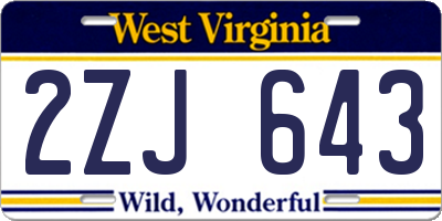 WV license plate 2ZJ643
