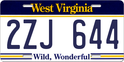 WV license plate 2ZJ644