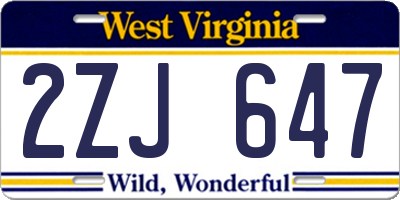 WV license plate 2ZJ647