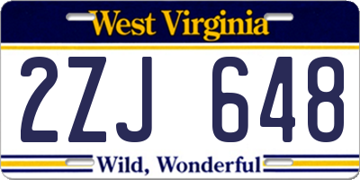 WV license plate 2ZJ648
