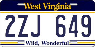 WV license plate 2ZJ649