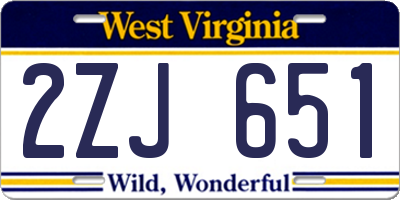 WV license plate 2ZJ651