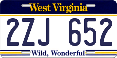 WV license plate 2ZJ652
