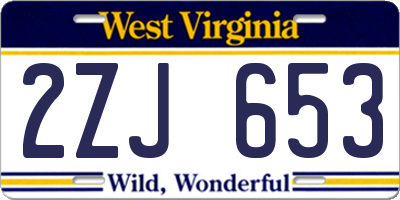 WV license plate 2ZJ653