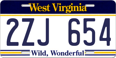 WV license plate 2ZJ654