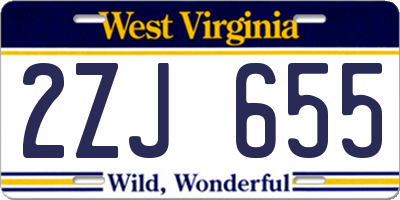 WV license plate 2ZJ655