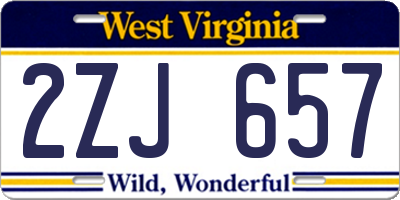WV license plate 2ZJ657