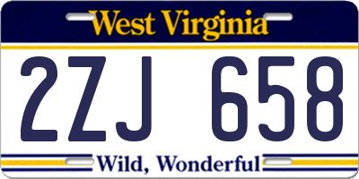WV license plate 2ZJ658