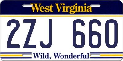 WV license plate 2ZJ660
