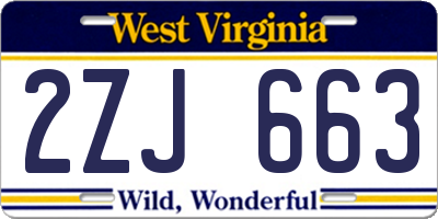 WV license plate 2ZJ663