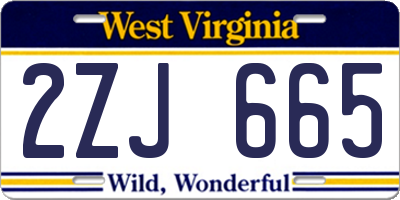 WV license plate 2ZJ665