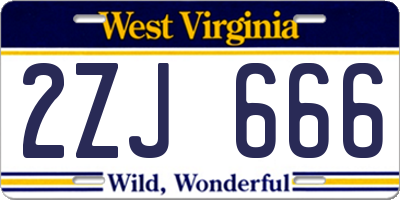 WV license plate 2ZJ666