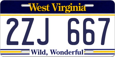 WV license plate 2ZJ667