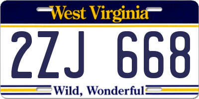 WV license plate 2ZJ668