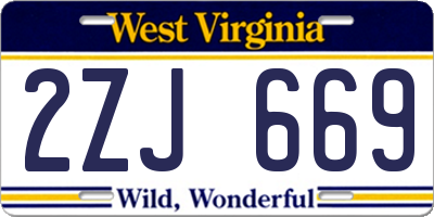 WV license plate 2ZJ669