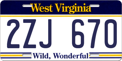WV license plate 2ZJ670