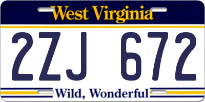 WV license plate 2ZJ672