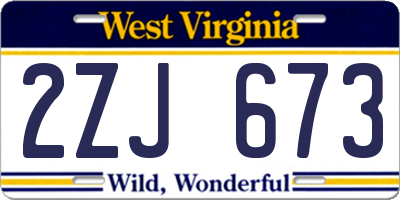 WV license plate 2ZJ673