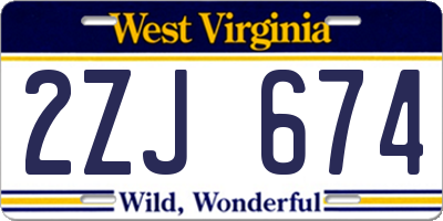 WV license plate 2ZJ674