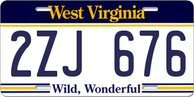 WV license plate 2ZJ676