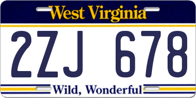 WV license plate 2ZJ678