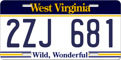 WV license plate 2ZJ681