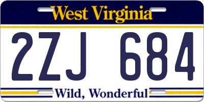 WV license plate 2ZJ684