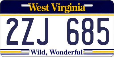 WV license plate 2ZJ685
