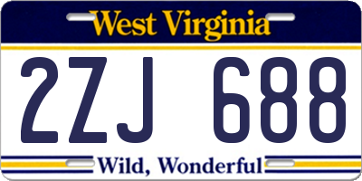 WV license plate 2ZJ688