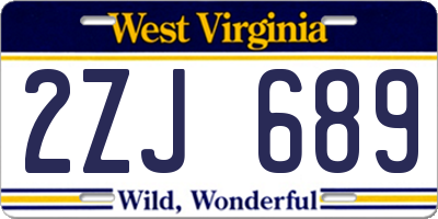 WV license plate 2ZJ689